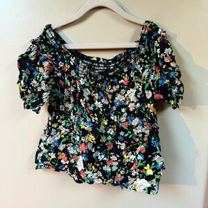 Topshop Black Floral Blouse